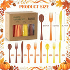 300Pcs Fall Color Plastic Silverware Set, Disposable Forks Spoons Knives - Image 7