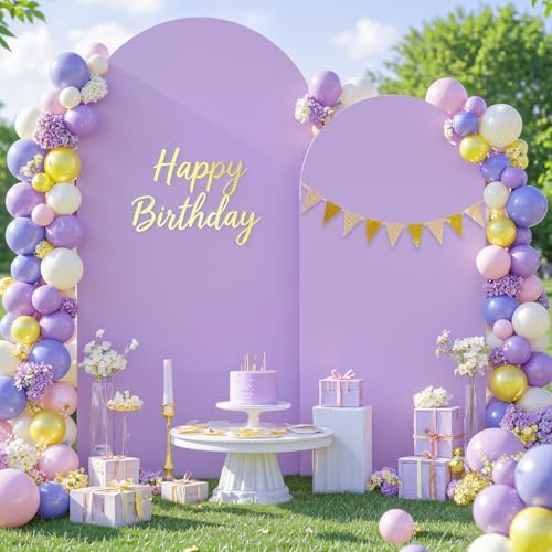 Lavender Arch Backdrop Cover Set of 2-7.2 and 6ft Lilac Light Purple Arch Covers Stretchy Backdrop Spandex Baby Shower Arch Stand Covers for Girls Birthday Party Wedding Bridal Shower Photo Background by Suppromo