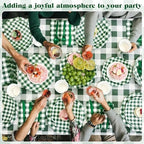 Funnymoom 452 Pcs Green Gingham Party Supplies for 50, Dark Green Plaid Checkered Paper Plates Napkins Cups Tablecloth Cutlery Straws for Holiday Birthday Baby Shower Party Decoration - Image 6
