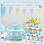 MTLEE 20 Sets Bear Baby Shower Favors Party Candle Blue - Image 3