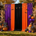 Halloween Backdrop Curtain - 10×7ft Black Orange Purple Party Background Decor for Spooky Parties, Photo Booths, Home Haunted House, Reusable Holiday Wall Decoration for Adults Teens by Gewonelife