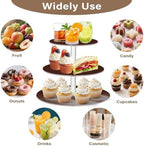 J JOYSAY Brown Coffee Pattern Acrylic Cupcake Stand 3 Tier Dessert Table Display Set Clear Cake Stands for Party Baby Shower Wedding Decorations Easy Assembly Donut Tower - Image 5