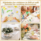 Roowest 50 Pack Paper Folding Fans Bamboo Wedding Favors, Beige - Image 6