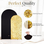 SaitiMade Set of 2 Black and Gold Sequin Arch Backdrop Cover (7.2 & 6 FT) - Image 3
