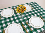 Kesfey 12 Packs Green and White Checkered Tablecloths Party Picnic Disposable Table Covers 54 × 108 Inches Splashproof Plastic Checkered Gingham Tablecover for Outdoor Dinners Party Retro Celebrations - Image 6