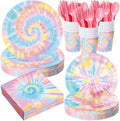 Pickmesh 400 Pcs Tie Dye Party Supplies Paper Plates and Napkins Serve 50 by Pickmesh