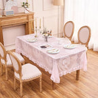 Pink Lace Tablecloth Vintage Table Cloth (Pink,55”x70”,Rectangular) by Raedan