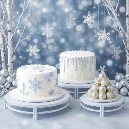 White 3Pcs Nesting Metal Cake Plate Stand Set 8" 10" 12" Dessert - Image 5