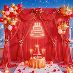 30x15ft Red Backdrop Curtains for Parties Wedding Photo Wrinkle Free Red - Image 3