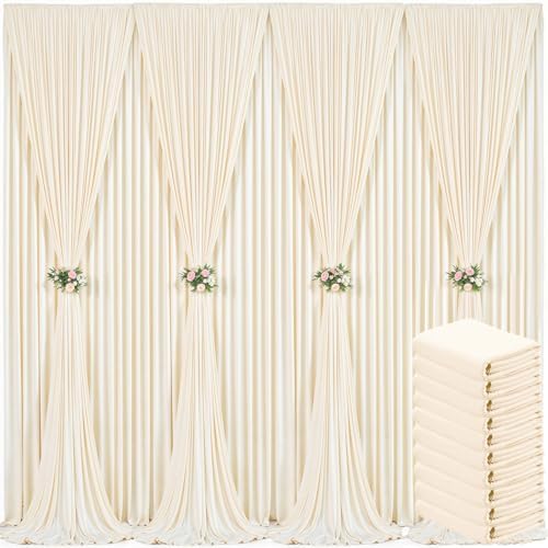 10 Panels Champagne Backdrop Curtain for Baby Shower Wrinkle Free 50ft x 10ft Backdrop Drapes Panels for Parties Wedding Bridal Shower Birthday Photo Photography Fabric Background Decoration by Suppromo