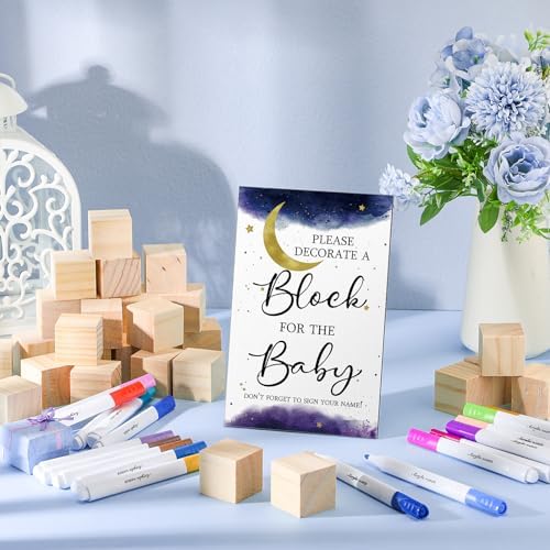 Tatuo 75 Pcs Baby Shower Party Block Games Sign to Decorate,Sky - Image 4