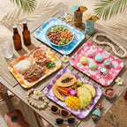 4 Pieces Hibiscus Serving Trays Melamine Platters - Image 4