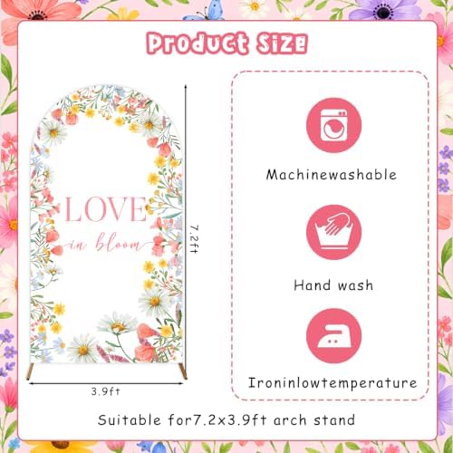 Love in Bloom Bridal Shower Arch Backdrop Cover 7.2FT - Image 5