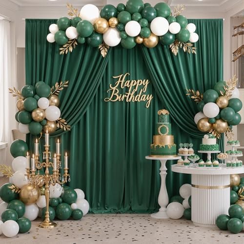 30ft x 10ft Wrinkle Free Hunter Green Backdrop Curtains for Parties, 6 Panels 5x10ft Polyester Green Photo Backdrop Drapes for Wedding Party Photography Background Jungle Theme Birthday Decor - Image 5