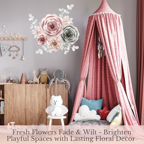 Rainbows & Lilies 3D Large Paper Flowers Decorations for Wall, Pink 10pc - Image 4