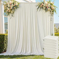 40ft x 8ft Wrinkle Free Ivory Backdrop Curtain for Parties, 8 Panels 5x8ft Silky Polyester Ivory Wedding Backdrop Drapes Photo Back Drop Cloth for Birthday Baby Shower Photography Background by ENJOYYOURPARTY