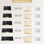 Wish Care 21ft Black Satin Long Table Skirt for Rectangle Tables Wrinkle Free Teacher Desk Skirt Glitter Ruffle Table Skirting Cloth for Back to School Classroom Office Dorm Birthday Party Table Decor - Image 6