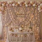 10ft x 10ft Taupe Chiffon Backdrop Curtain with Lights String for Parties,2 Panels Sheer Tulle Curtain Wedding Backdrop for Baby Shower Birthday Party Ceremony Reception Home Decorations - Image 7