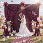 50 ft x 10 ft Wrinkle Free Maroon Backdrop Curtain for Parties, Polyester Burgundy Photo Backdrop Drapes 10 Panels 5x10ft for Baby Shower Wedding Birthday Photography Curtain Engagement Ceremony - Image 3