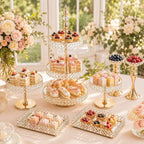7 Pcs Crystal Cake Display Stand with Mirror, Round Dessert Display Stand - Image 5