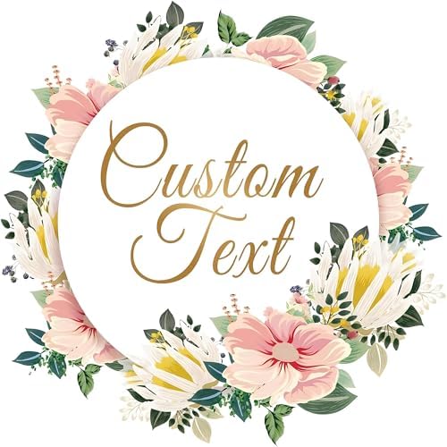 Personalized Custom Stickers Labels for Wedding Favors Birthday, Business Logo Customized Sticker.Waterproof, Fade & Heat Resistant and Cold Resistant. Pack of 100 to 1000. (Wreath 19, 4 Inch) by clylife