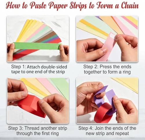 ABOAT Pastel Paper Chain Garland Kit & Mirror Star Garland, 800 Pre-Cut Strips with Double Sided Tape, Multicolor Pastel Craft Paper for Fancy Nancy, Birthday, Wedding & Festival Decor, 3x8.27 Inches - Image 4