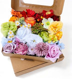 2Boxs Artificial Flowers Combo Box Set, 38pcs Mix Flowers Dahlia Silk Roses, Daisy & Hydrangea with Stems for DIY Wedding Bouquets, Bridal Shower Centerpieces, Party & Home Decor, Floral Arrangement by SwanMoon