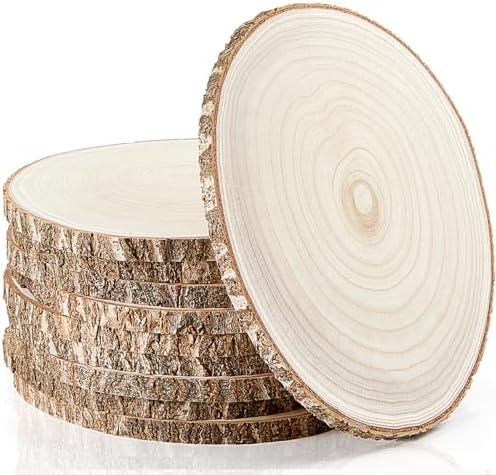 Set of (10) 11-13 Inches Large Wood Slices, Wood Centerpieces for Tables by SANYOUNG