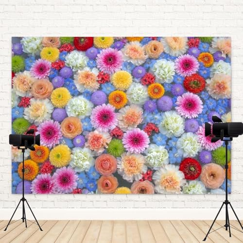 10x5ft Colorful Floral Photography Backdrop Flowers Background Vibrant Multicolor Blossoms for Party Wedding Photo Booth Studio Props Events Banner - Image 4