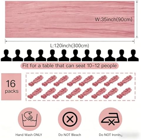 16 Pack Dusty Rose Cheesecloth Table Runner 10FT, Boho Gauze Cheese Cloth Table Runner Long Rustic Sheer Dusty Pink Table Runners for Wedding Bridal Baby Shower Birthday Party Table Decorations - Image 4