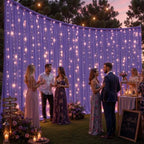 20 x 10ft Purple Chiffon Backdrop Curtain with Lights String for Parties,4 Panels Sheer Tulle Curtain Wedding Backdrop for Baby Shower Birthday Party Ceremony Reception Home Decorations - Image 6