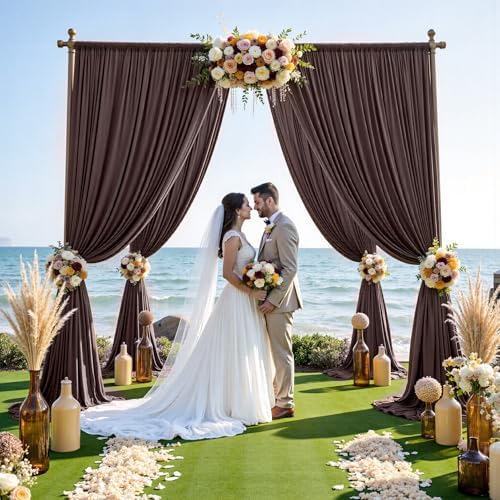 50ft x 12ft Brown Backdrop Curtains for Parties, Wrinkle Free 10 Panels Photo Backdrop Drapes Back Drop Cloth for Wedding Birthday Photography Background Decor - Image 6