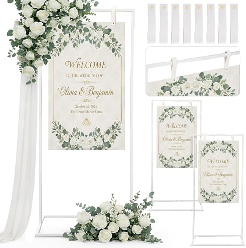 Blulu 3 Pack Wedding Sign Holder, Adjustable Sign Stand, 50-68 in,White by Blulu