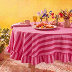 Tudomro Striped Tablecloth, Round, Red, Pink, 60'' X 60'' by Tudomro
