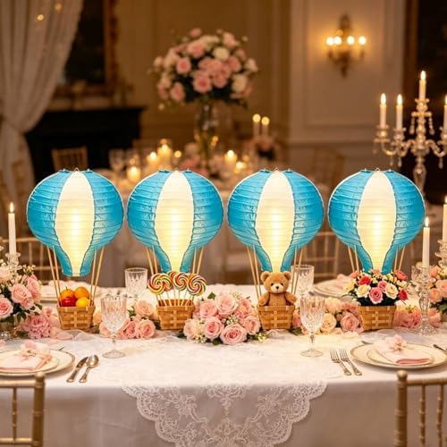 Palmhill 8 Sets 11.8" Hot Air Balloon Decorations Lanterns With Led Light - Image 7
