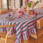 Tudomro Striped Tablecloth, Rectangle, Pink, Grass Green, 84'' X 60'' - Image 6