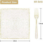 Goodluck 120Pcs 6.5" Square Gold Glitter Dessert Plates Set - Image 4