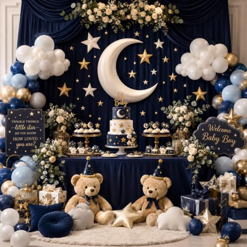 10ft x 10ft Navy Blue Backdrop Curtains for Parties, Wrinkle-Free Fabric Photo Backdrop Drapes for Graduation Corporate Event Wedding Baby Shower Nautical Party Photography Background Decor - Image 5