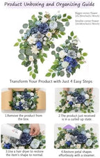 Wedding Welcome Signs Floral(Pack of 2)，Wedding Arch Flowers for Wedding Decorations and Reception Backdrop Decoration (Blue) - Image 6