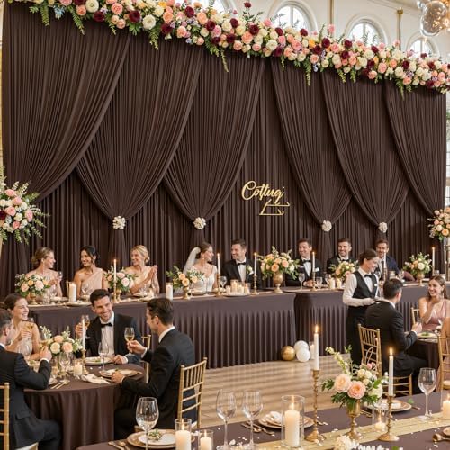 50ft x 10ft Wrinkle Free Brown Wedding Backdrop Curtains for Party Bridal Shower Reception Decorations Brown Fabric Curtain Backdrops Drapes for Photography Baby Shower Birthday Background by Tao-GePartyDecorations