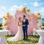 Toolterritary Set of 3 Metal Arch Backdrop Stand with Cover Set, (8FT, 7.2FT, 6.6FT Wedding Arch and Cover Set), Backdrop Arch for Party, Baby Shower, Birthday, and Graduation Ceremony - Image 2