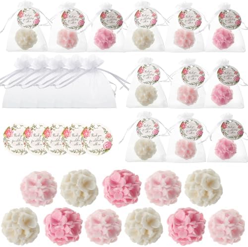 Demissle 24 Pack Flower Soap party Favors for guest, Hydrangea, Pink by Demissle