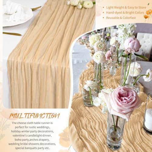 30 Pack Nude Cheesecloth Table Runner 17x108 Inches Boho Home Decor - Image 5