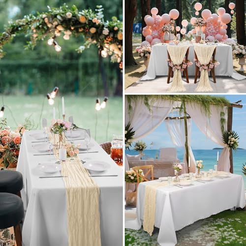 30 Pack Ivory Cheesecloth Table Runner 9FT Rustic Sheer Table Runners 17x108 Inch Gauze Boho Runner for Wedding Bridal Baby Shower Birthday Party Table Decorations - Image 7
