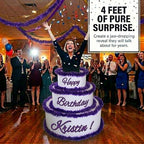 Anderson's White & Purple Personalized Pop-Out Birthday Cake, Life-Size Faux Cake with Script Font, Custom Name, Surprise Reveal Prop for Milestone Parties, Photo Ops, Store or Business Events - Image 3