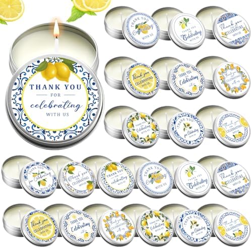 Treela 48pcs Italian Capri Lemon Scented Candle Lemon Candle Tins with Lids by Treela
