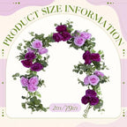 Riceshoot 4 Pcs 26 ft Artificial Eucalyptus Vines Garland with Flowers Faux Floral Greenery Garlands Rose Wreath for Wedding Party Arch Table Decor Backdrop Decorations (Purple) - Image 2