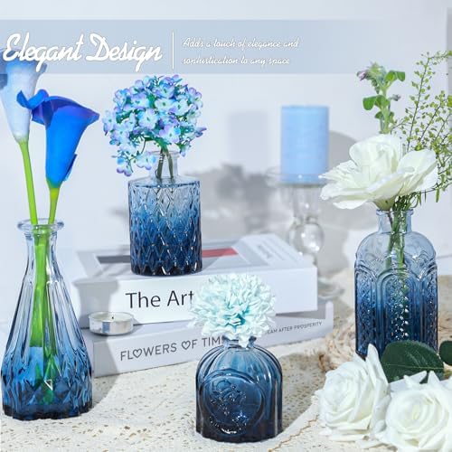 TBWIND 24pcs Blue Glass Bud Vases Set, Small Vases for Flowers - Image 4