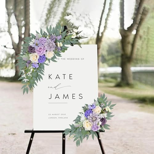 Purple Wedding Arch Flowers Set of 2 - Image 3