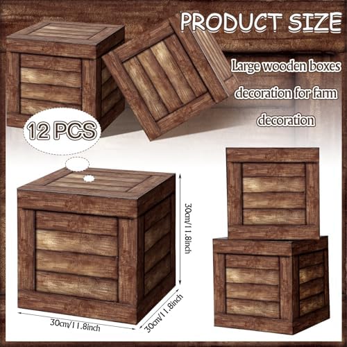 Gilprop 12 Pcs Cowboy Party Decorations Wood Grain Boxes Western Rustic - Image 3